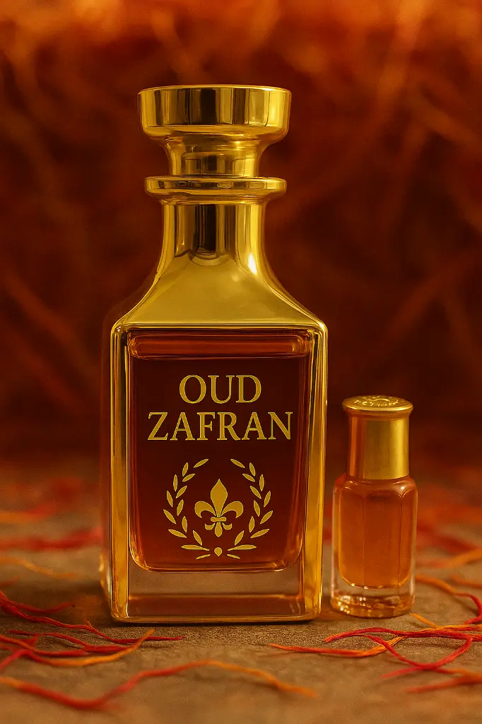 Golden Oud Essence with Saffron Background.webp