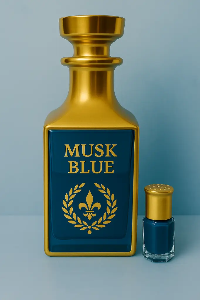 Elegant Blue and Gold Perfumes.webp