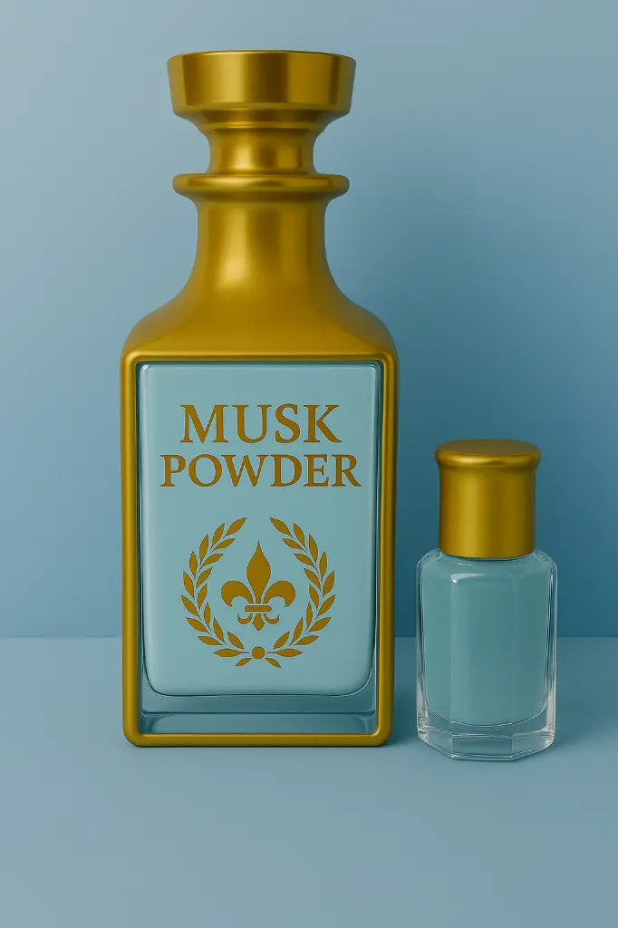 Elegant Perfume Display in Blue.webp