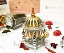 4 Pillar Resin Dome Style Incense Bakhoor Burner - Silver