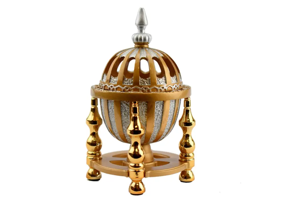 4 Pillar Resin Dome Style Incense Bakhoor Burner - Golden