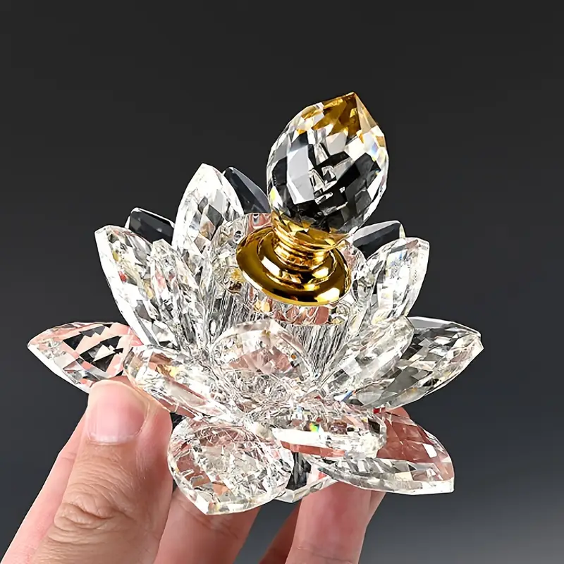 Lotus-Shaped Glass Oil Perfume Bottle