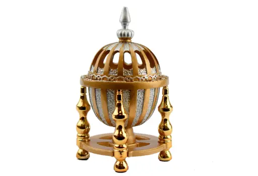 4 Pillar Resin Dome Style Incense Bakhoor Burner - Golden