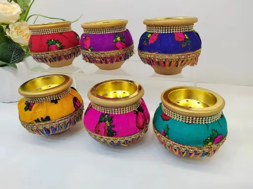 Ornate Incense Burner with Floral Design cloth